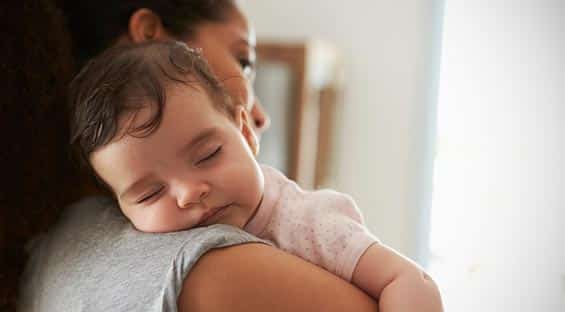 cute baby sleeping with mum